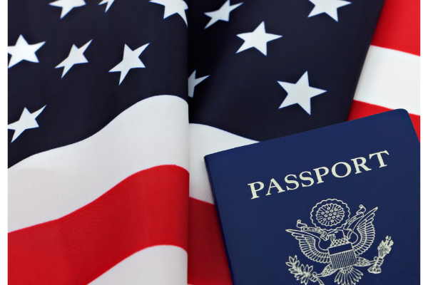 American Flag and passport